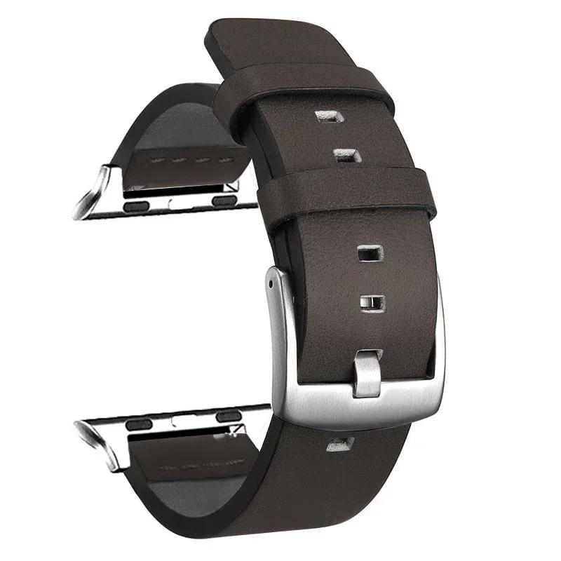 Кожаный ремешок для Apple Watch Ultra 2 49 мм, ремешок 9 8 7 45 мм 41 мм, высококачественный ремешок для IWatch Series 6 SE 5 4 44 мм 40 мм Correa