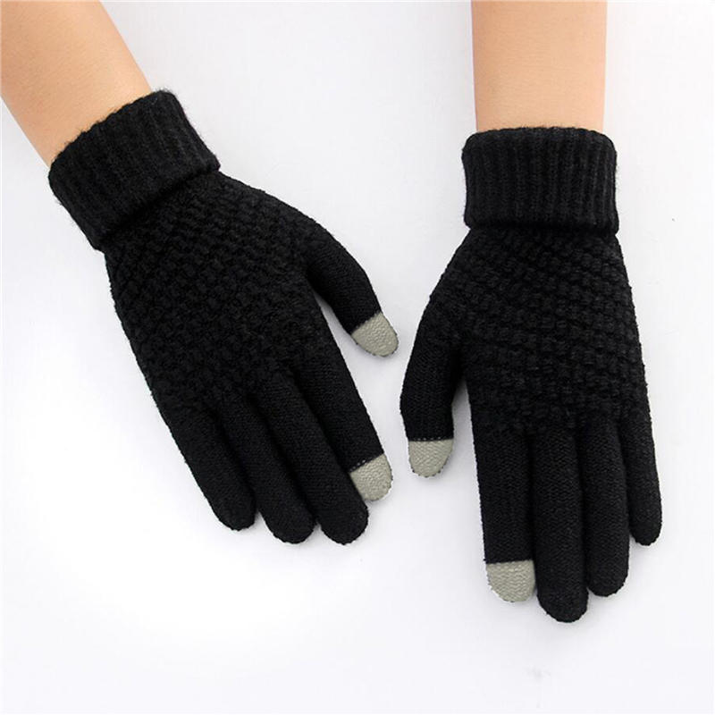 Women Fashion Winter Touch Screen Gloves Warm Stretch Knit Full Finger Mittens Crochet Thicken Gloves