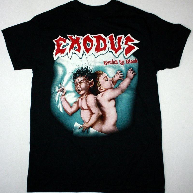 Vintage Exodus Bonded by Blood Unisex T-Shirt Black Short Sleeve Graphic Tee