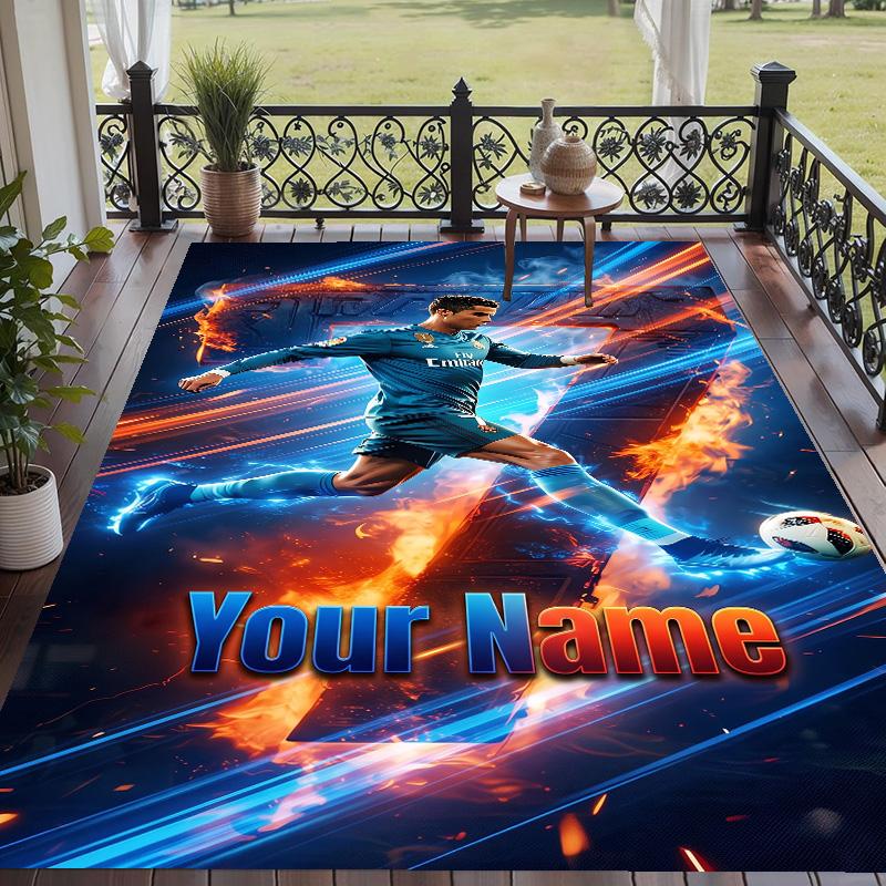 Custom Text Printed Rug Cristiano Ronaldo Non Slip Floor Carpet For Home Room Decor