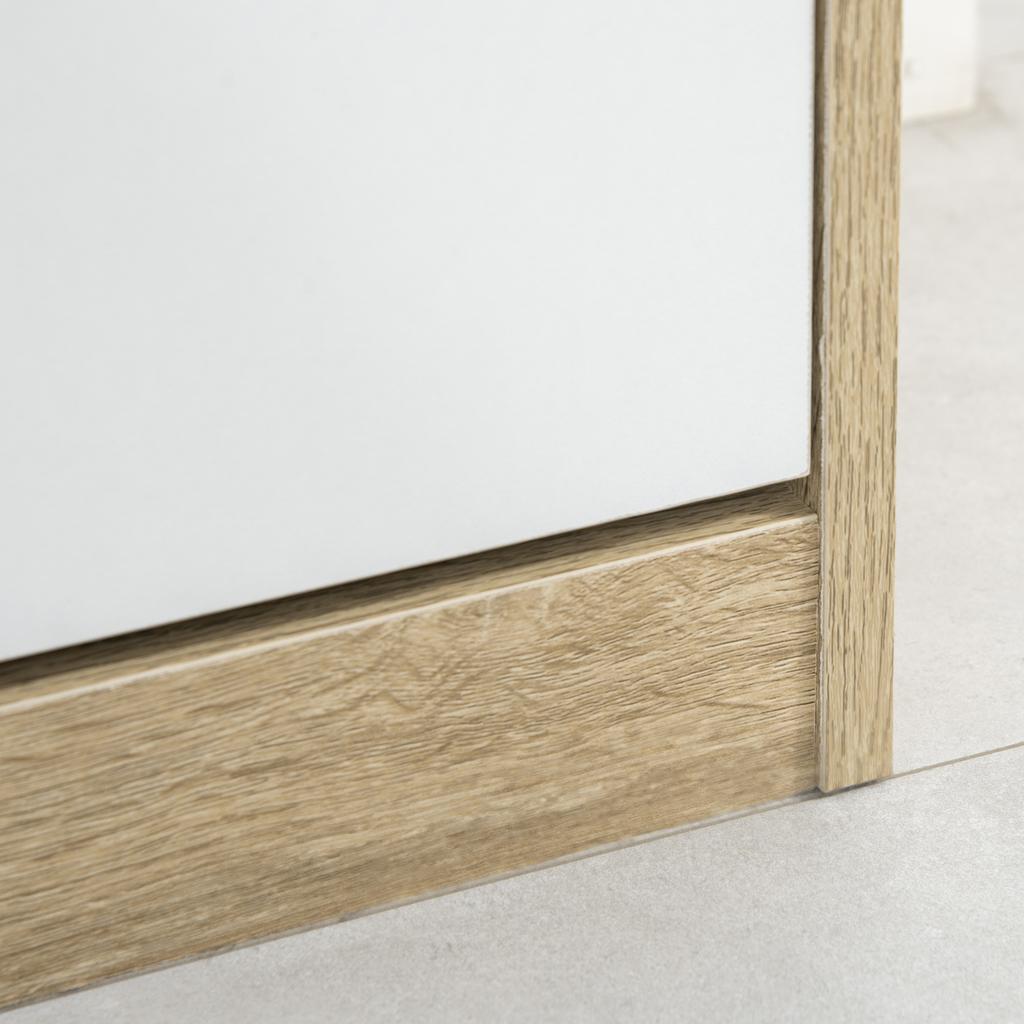 Wooden Shoe Cabinet, 2 Hinged Doors, 4 Shelves, for 8 Pairs, 62.5x26x81cm, White & Natural