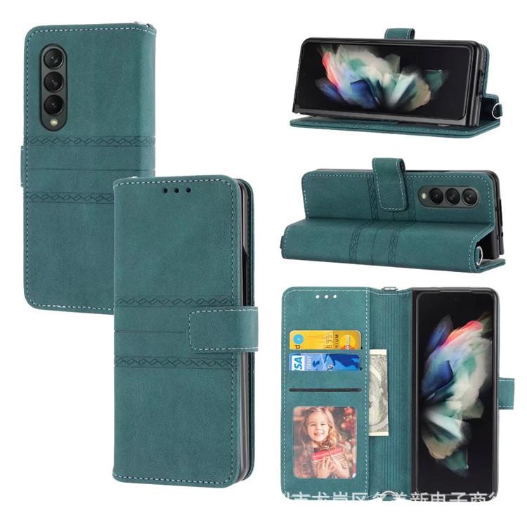 Применимо к Samsung ZFold4 кожаный чехол для мобильного телефона складной экран ZFold3 узор флип-кошелек портативное хранение карт