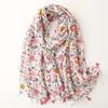 Designer Brand Women Scarf Classical Print Lady Shawls Cotton Feeling Soft Oversize Hijabs Neck Headband Tassel Foulard