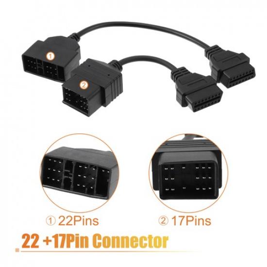 OBD1 To OBD2 22-Pin To 16-Pin And 17-Pin To 16-Pin TWO For Toyota