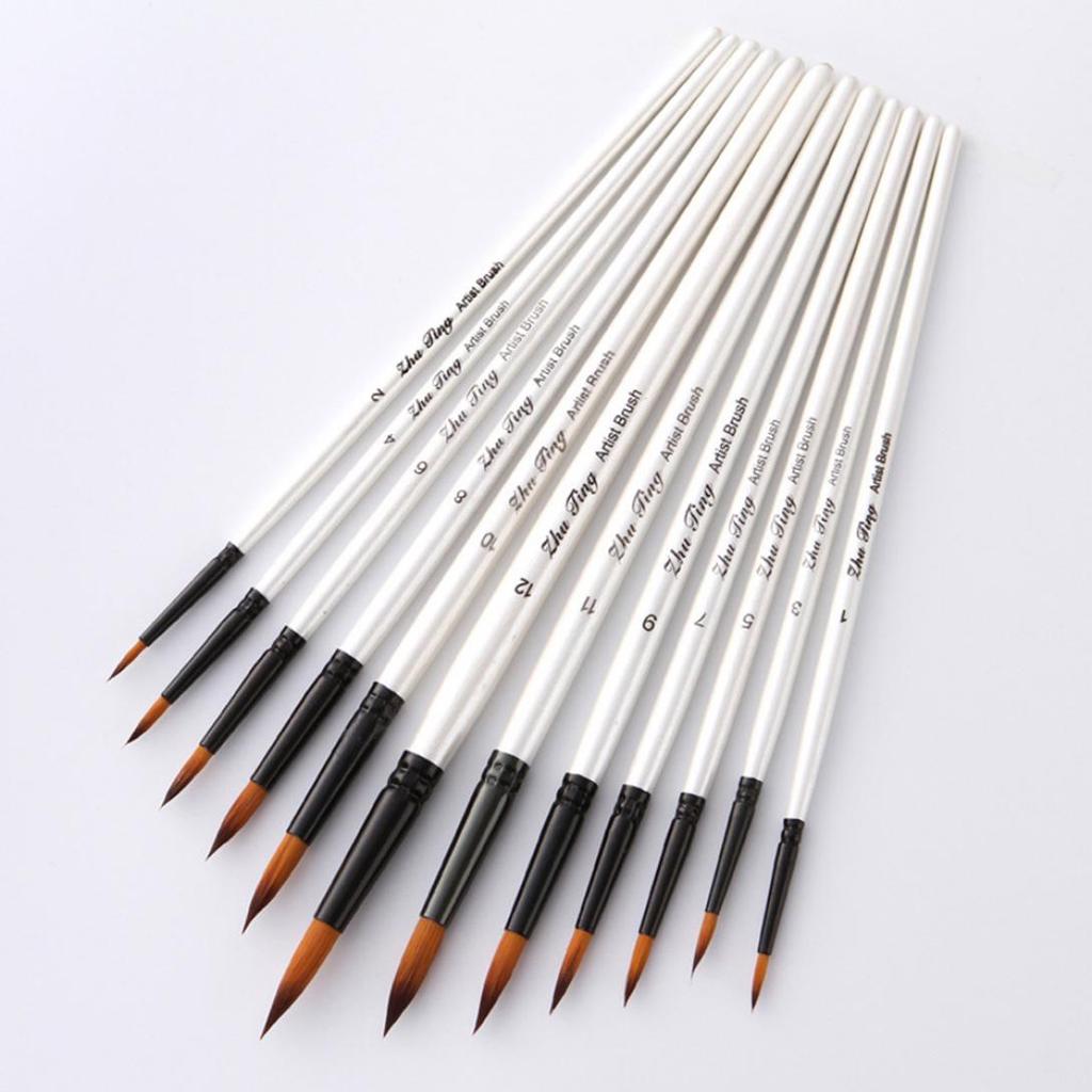 Monoceros 12Pcs Pointed Flat Top Paint Drawing Brush Acrylic Watercolor Oil Painting Pen