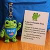 Frog Plush Keychain Soft Portable Eco-Friendly Reminder Toy with Inspiring Card Resist Change Message