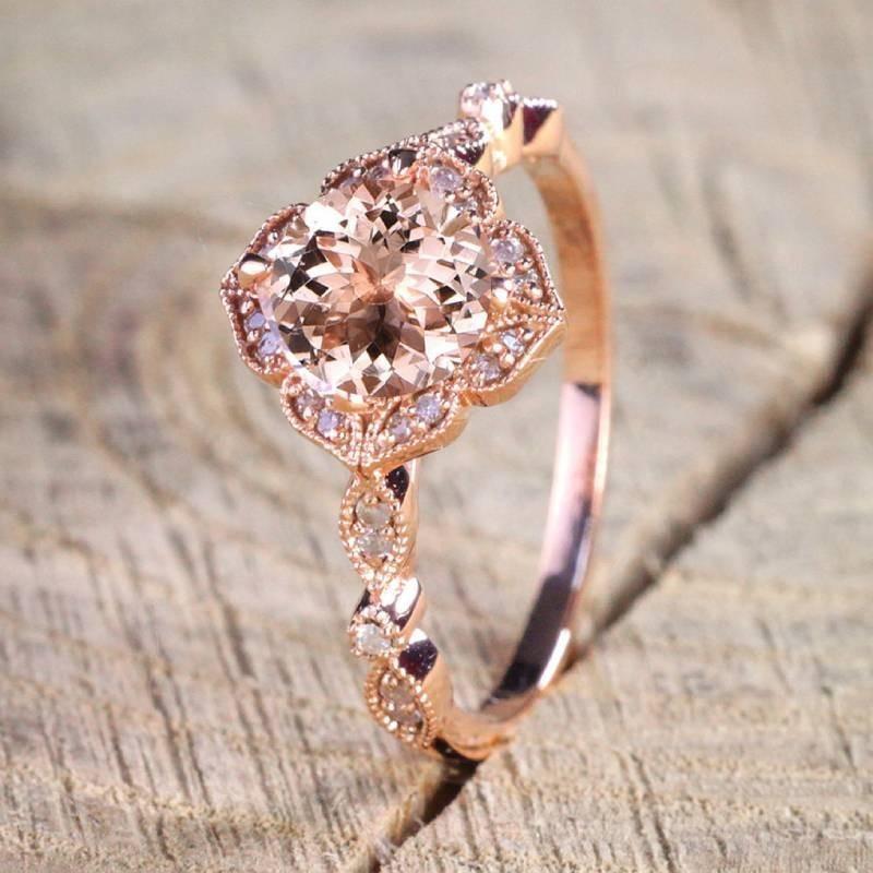 Elegant 18k Rose Gold Plated Zircon Princess Engagement Ring For Women In Sizes 6-10