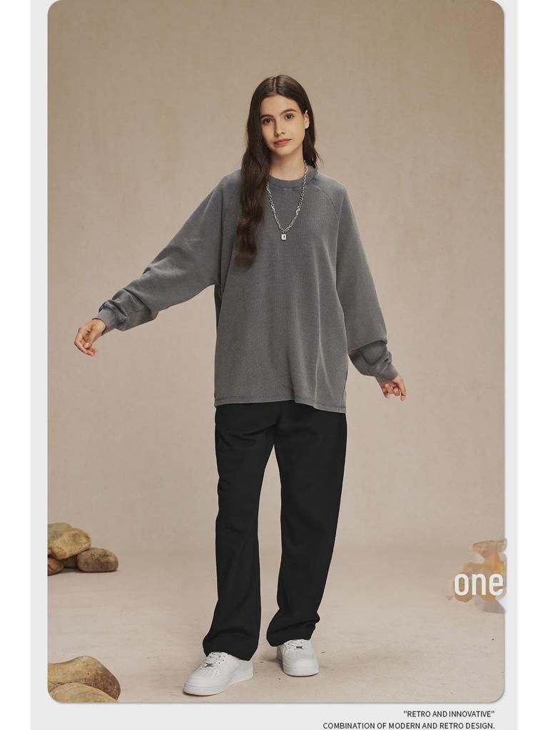 Футболка мужская вафельная с длинными рукавами в стиле ретро из коллекции осень/зима 2024 г.