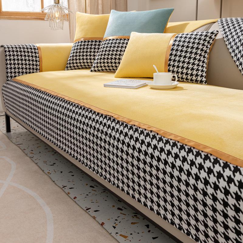 New Style Sofa Cushion Winter Plush Simple Modern Anti-slip Cushion Leather Sofa Cover Four-season Universal Cover Towel Thickening