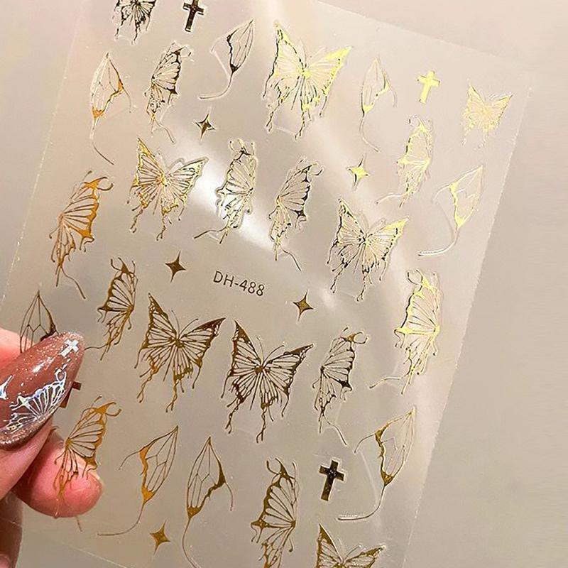 Жидкая полая наклейка в виде бабочки, алмазная сверкающая ракушка, светящаяся наклейка для ногтей в форме бабочки, наклейка для дизайна ногтей, дизайн, маникюрный инструмент