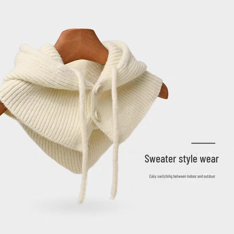 Женская зимняя вязаная шапка-балаклава с шарфом и наушниками