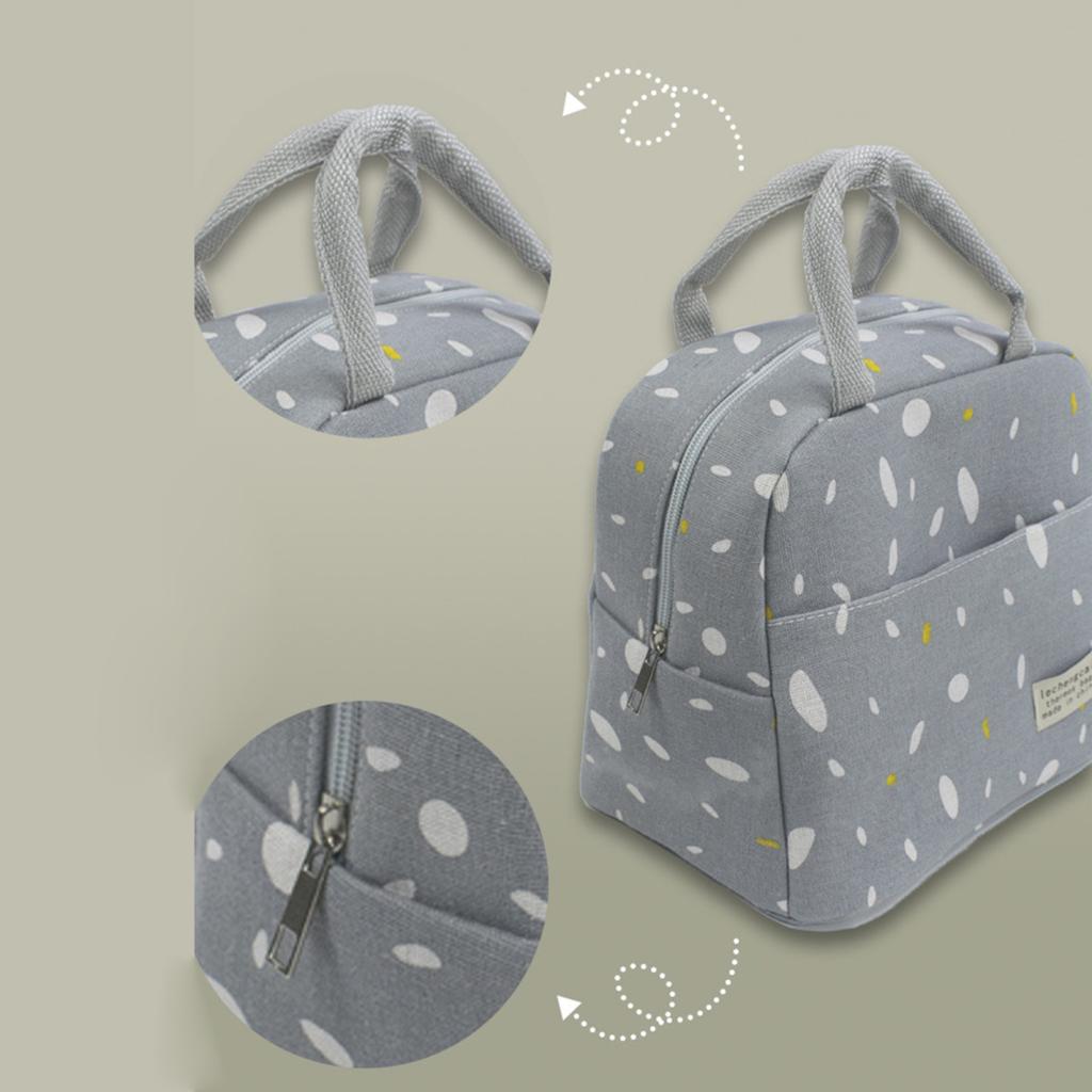 Insulated Lunch Bag Large Capacity Waterproof Foil Lining Rain Print Multi Pockets Leakproof Zipper Closure Portable Reusable Work School Handbag