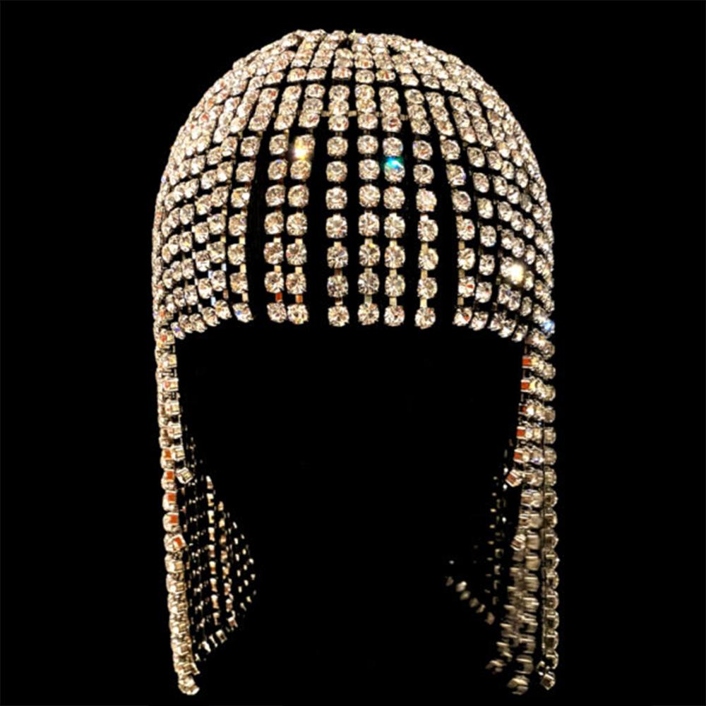 Преувеличенная бахрома, цепочка для волос, аксессуары, косы, ювелирные изделия Y2k, блестящая новая повязка на голову с кристаллами для ночного клуба, шляпа, свадебный головной убор