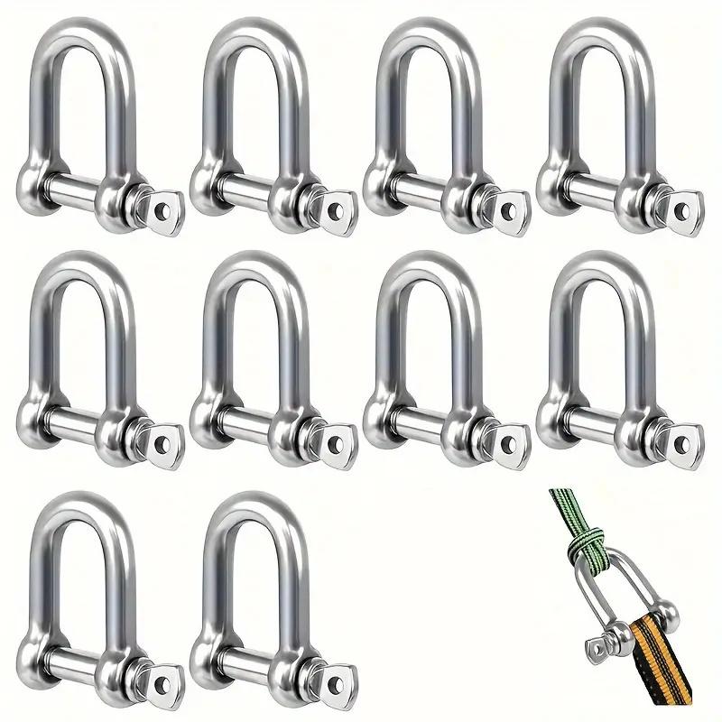 5шт D-образная скоба с винтовым штифтом из нержавеющей стали 304 для тяжелых условий эксплуатации для цепей, тросов, подъема, кемпинга