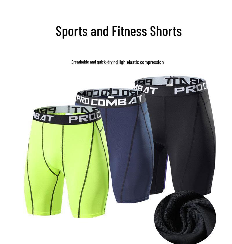 Men's Quick-Dry Elastic Sports Shorts - Breathable Compression Pants for Basketball, Running, Training, and Fitness.