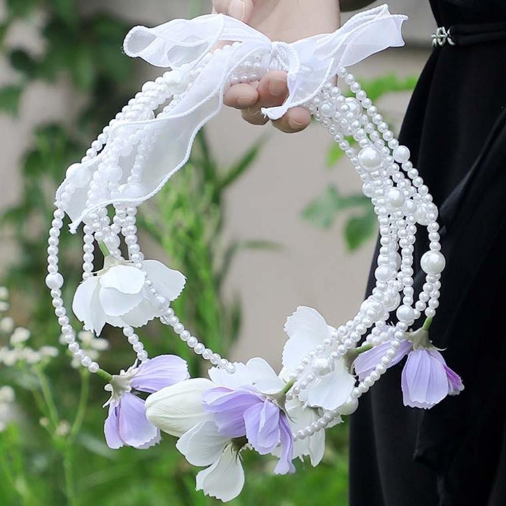White Blossom Wedding Flowers Pearl Handle Top Handle Bouquet Bridal Bouquet Creative Gift