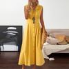 A-Line Dress Elegent Beauty Lady Dress Single-breasted Large Hem Long Dress Solid Color