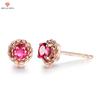 Luxury Temperament Korean Color Ruby Copper Plated Silver Earrings Everyday Commuter Accessories