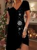 Модное женское платье с V-образным вырезом и коротким рукавом, с принтом рождественского снеговика, сексуальное короткое платье