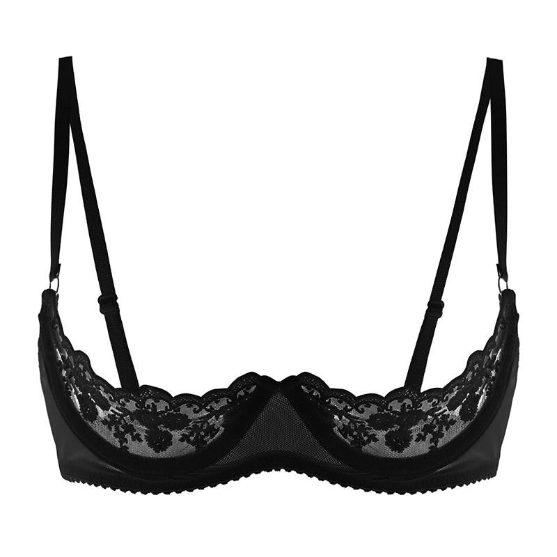 Womens Sheer Floral Lace Underwired Bra Underwear Adjustable Strap Unlined Brassiere Lingerie
