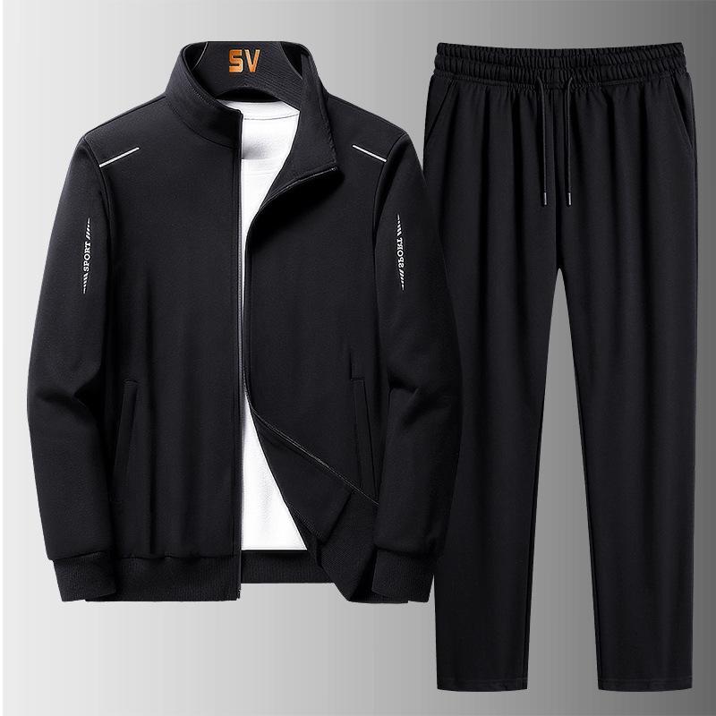 Men's Three-Piece Middle-Aged & Elderly Sportswear Set - Spring/Fall Casual Long-Sleeved Sweatshirt & Pants