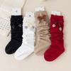 Knee High Length Knee High Socks Knitted Material Uniform Socks Sweet Knitted Socks  For Girls