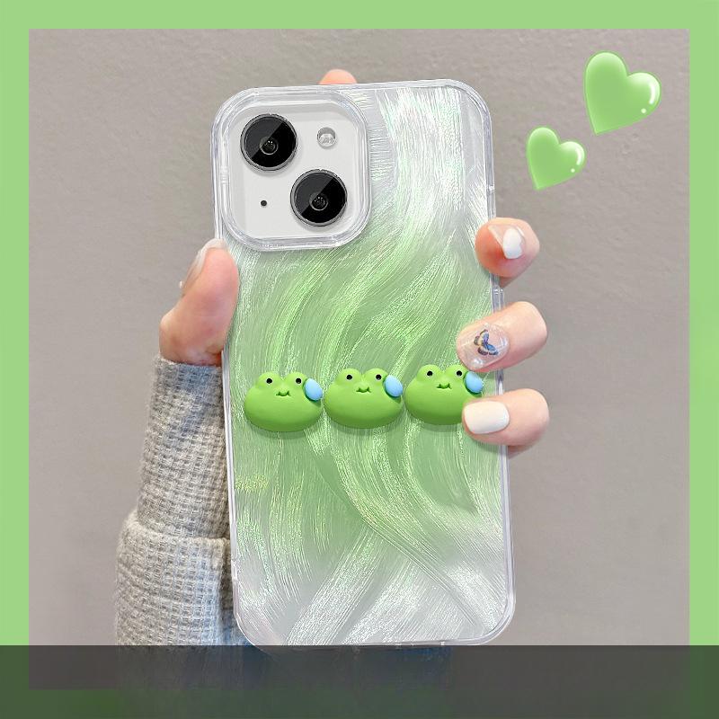Подходит для Apple 15pm Чехол для мобильного телефона Летний iPhone 14 Sweat Frog Doll Невидимый кронштейн 13 Перо пряжа IMD