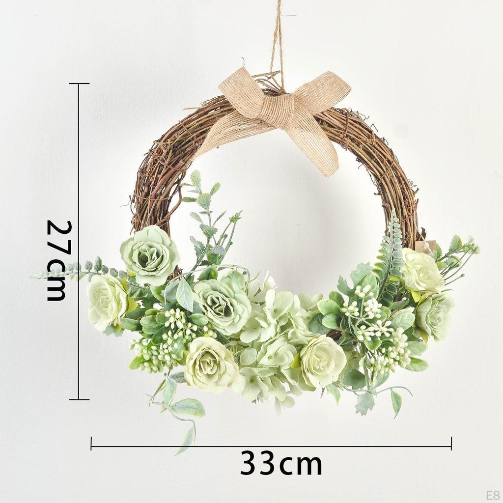 Венок из искусственных цветов 13 дюймов, весенний, для входной двери, зелень, подвесная гирлянда, для помещений и улицы