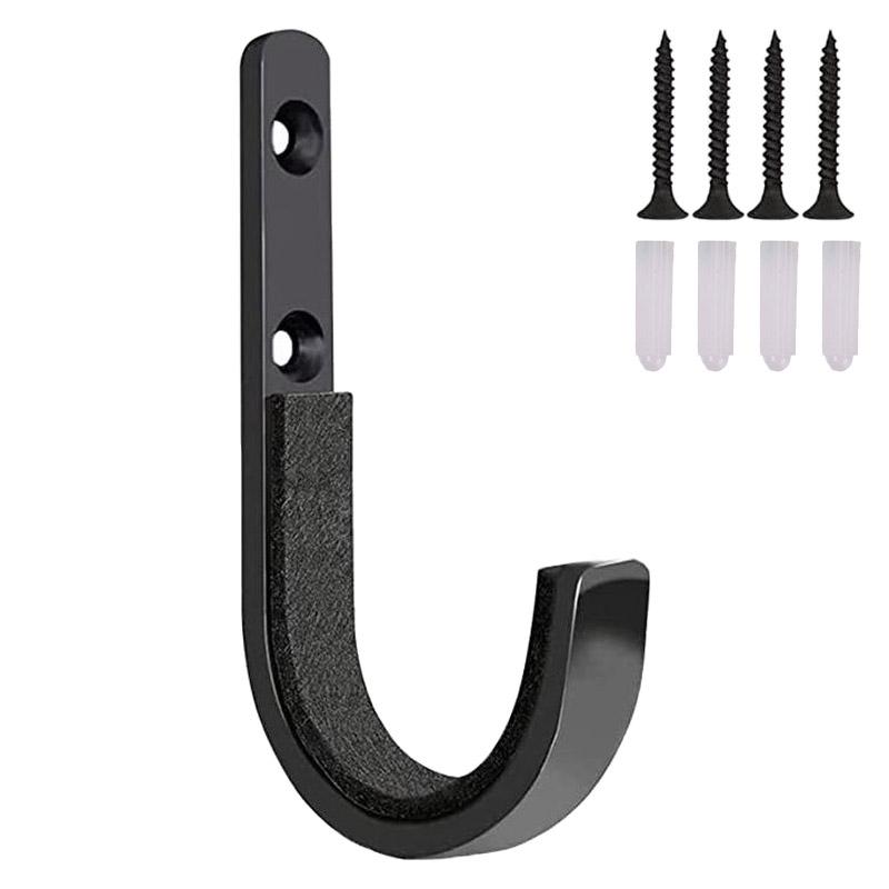 2/10set Rack Wall Mount J Hook with Screws Carbon Steel Wall Hanging Storage Hooks Racks Garage Organize Multi-Purpose Holders