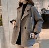 British Style Gray Coffee Suit Woolen Coat Women's Autumn and Winter Thick Loose Casual Suit