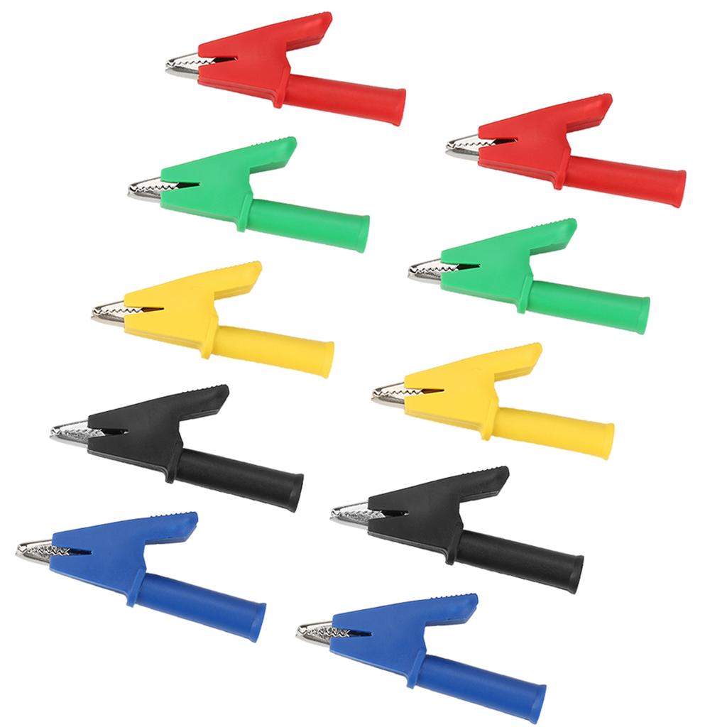 10pcs Set P2002 20A 5 Colors 4mm Banana Jack Crocodile Safety Test Clip For Multimeter 380V