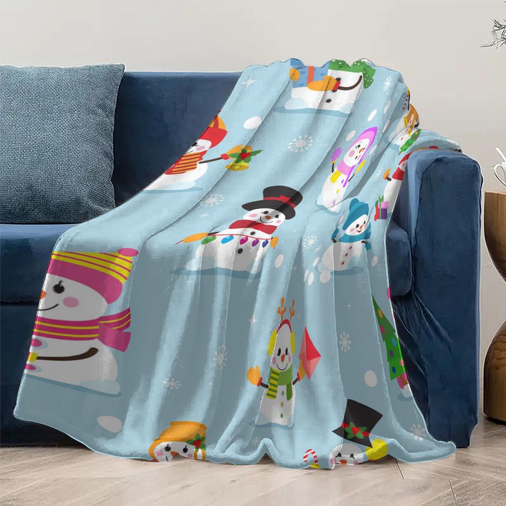 Snowflake Christmas Blanket Cozy Flannel Throw Winter Warm Festive Holiday Decor Gift Home Bedroom Dorm