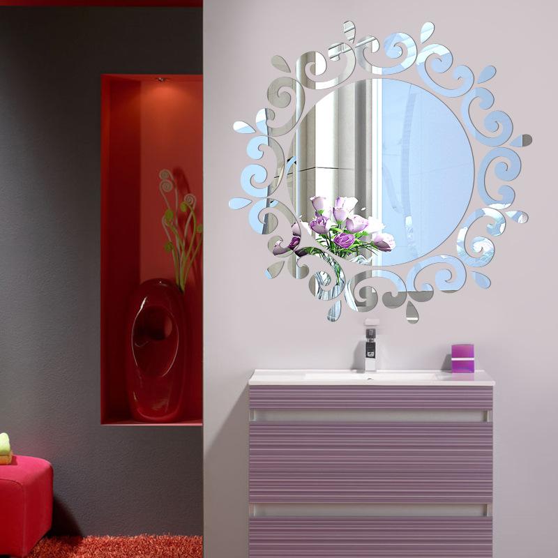 20cm Circular Mirror Wall Sticker Acrylic Mirror Decals Ceiling Decorative Mirror for Room Bathroom Modern Home Decoration