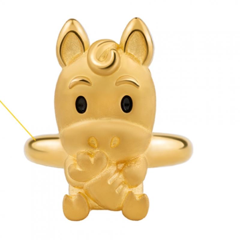 Porti 24k Gold 1g Carrot Horse Year Stone Ring
