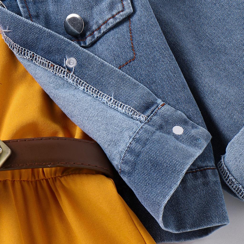 Модный костюм для девочек, весенне-летний детский повседневный комбинезон с шортами + простая джинсовая куртка с поясом