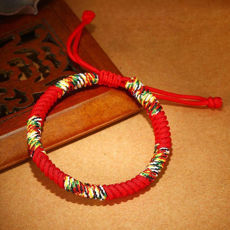 Тибетский буддийский браслет на удачу, унисекс, плетеный, регулируемый, с узлом Кинг-Конга, красный, для мужчин, женщин и пар. Pulsera