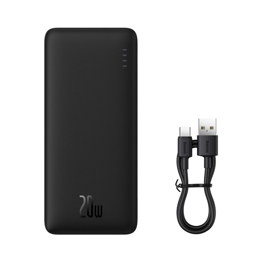 Airpow Powerbank 20W 10000mAh with USBA USBC Cable 30cm Black