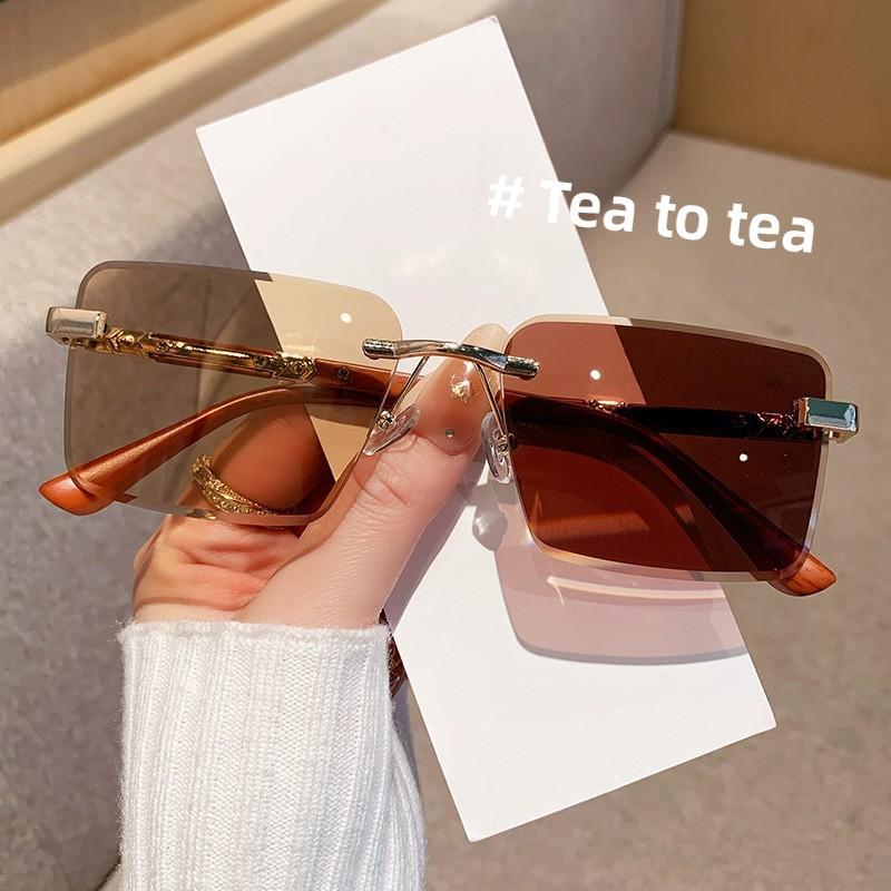 Модные безрамные солнцезащитные очки с градиентным серым цветом и защитой UV400 для езды на велосипеде и вечеринок