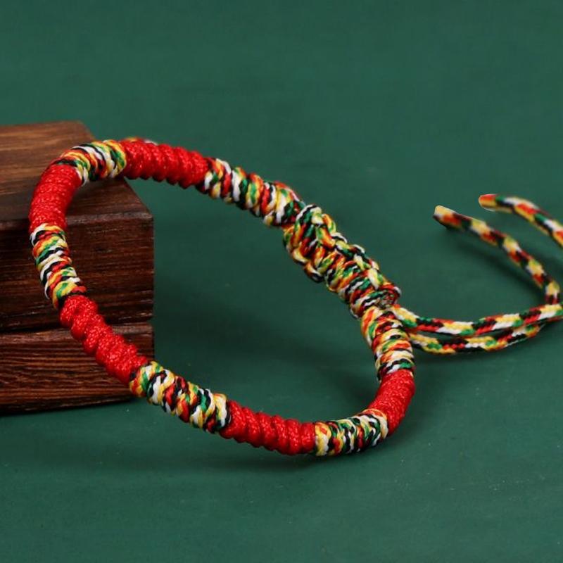 Тибетский буддийский браслет на удачу, унисекс, плетеный, регулируемый, с узлом Кинг-Конга, красный, для мужчин, женщин и пар. Pulsera