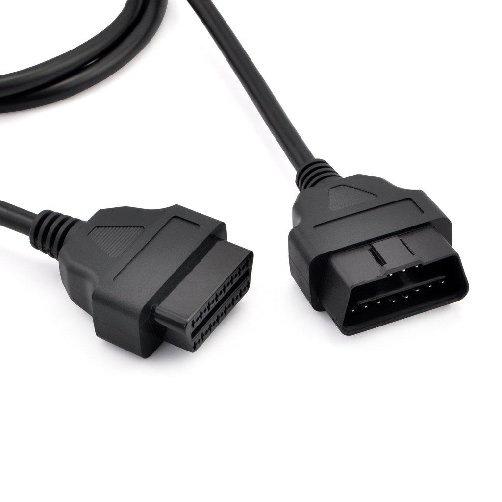 IKKEGOL 5Ft 150Cm 1.5M OBD-II OBD2 16 Pin Auto Car Male To Female Extension Cable Diagnostic Extender Cord Adapter
