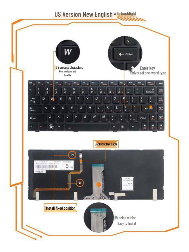 Совместимая клавиатура для моделей Lenovo Y480/Y480N/Y480M/Y480A/Y480P/Y485/Y485M/Y485P/Y485N