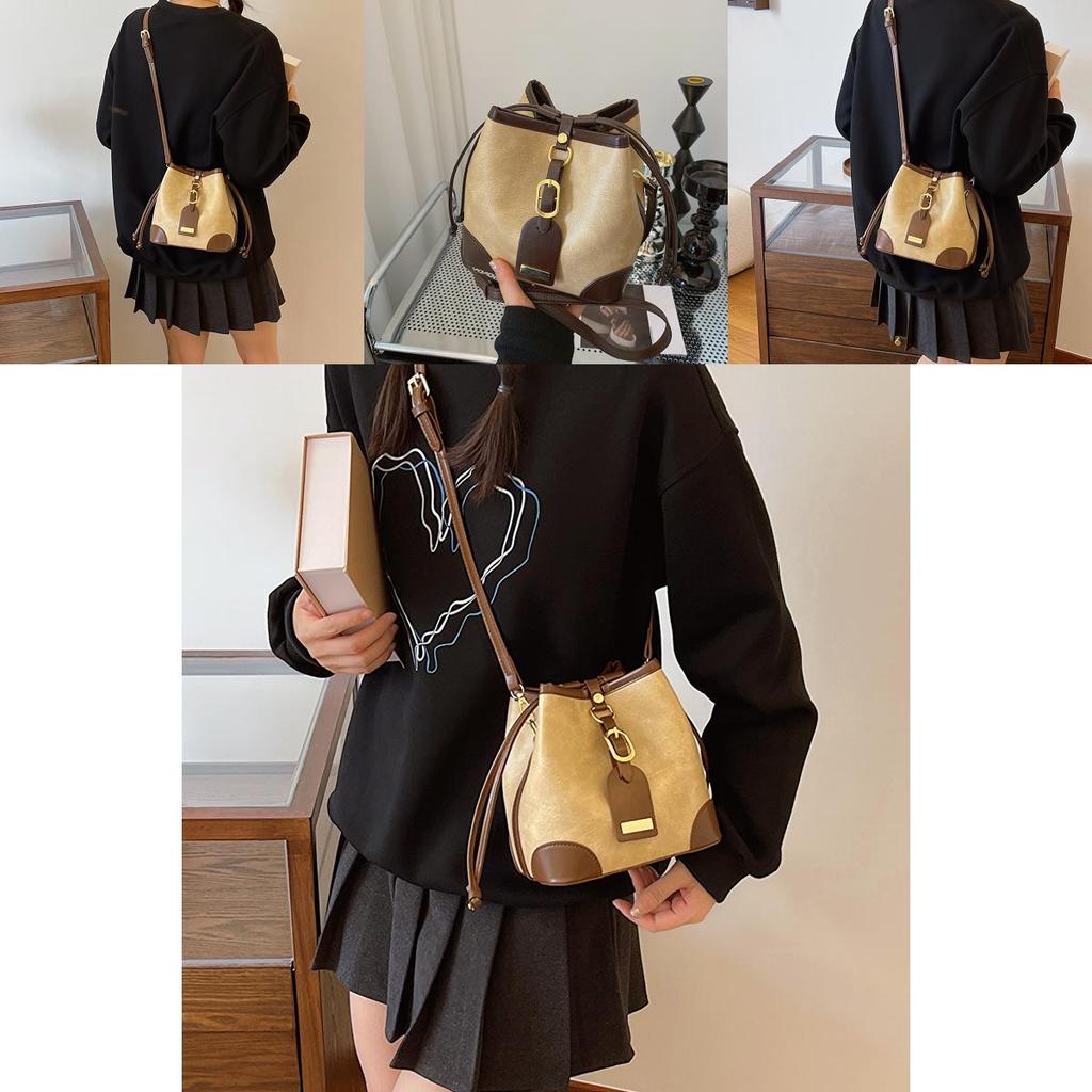 Stylish Korean Fashion Casual Women's Bucket Bag Trendy Fall Collection In Black And Brown