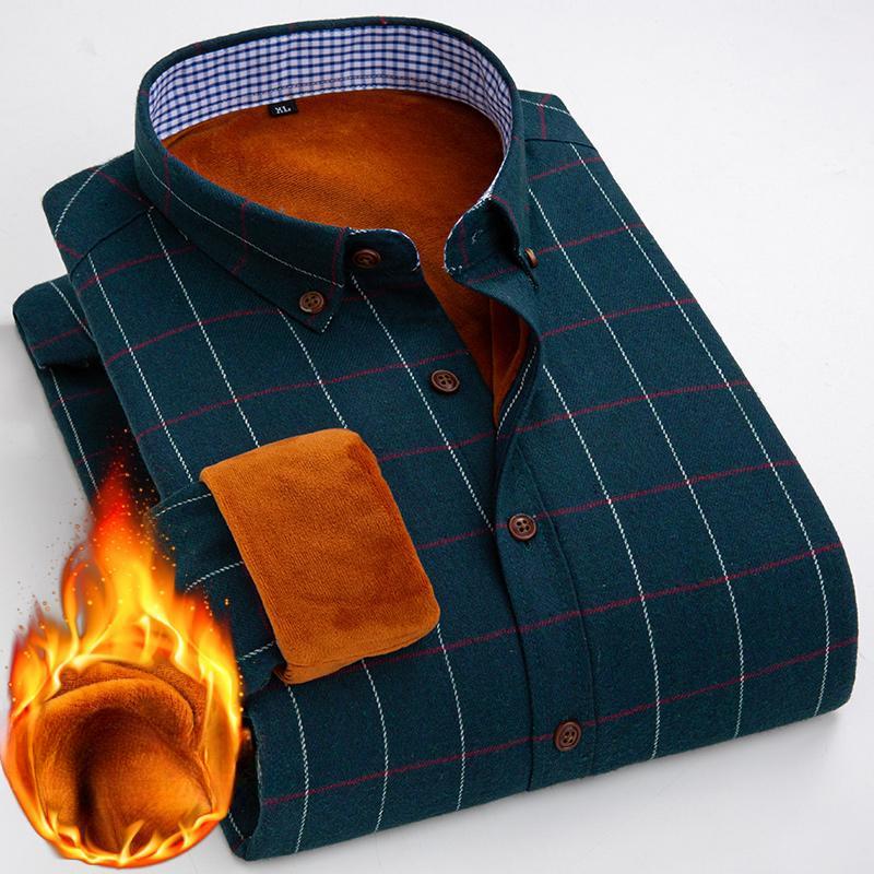 Зимняя новая мужская флисовая терморубашка с длинными рукавами, мужская профессиональная рубашка для отдыха, утолщенная и удобная, интегрированная флисовая рубашка в клетку
