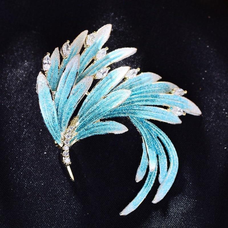 Blucome New Phoenix Wing Flower Brooch Elegant Suit Cheongsam Atmosphere Animal Wing Corsage Accessories Suit Brooches