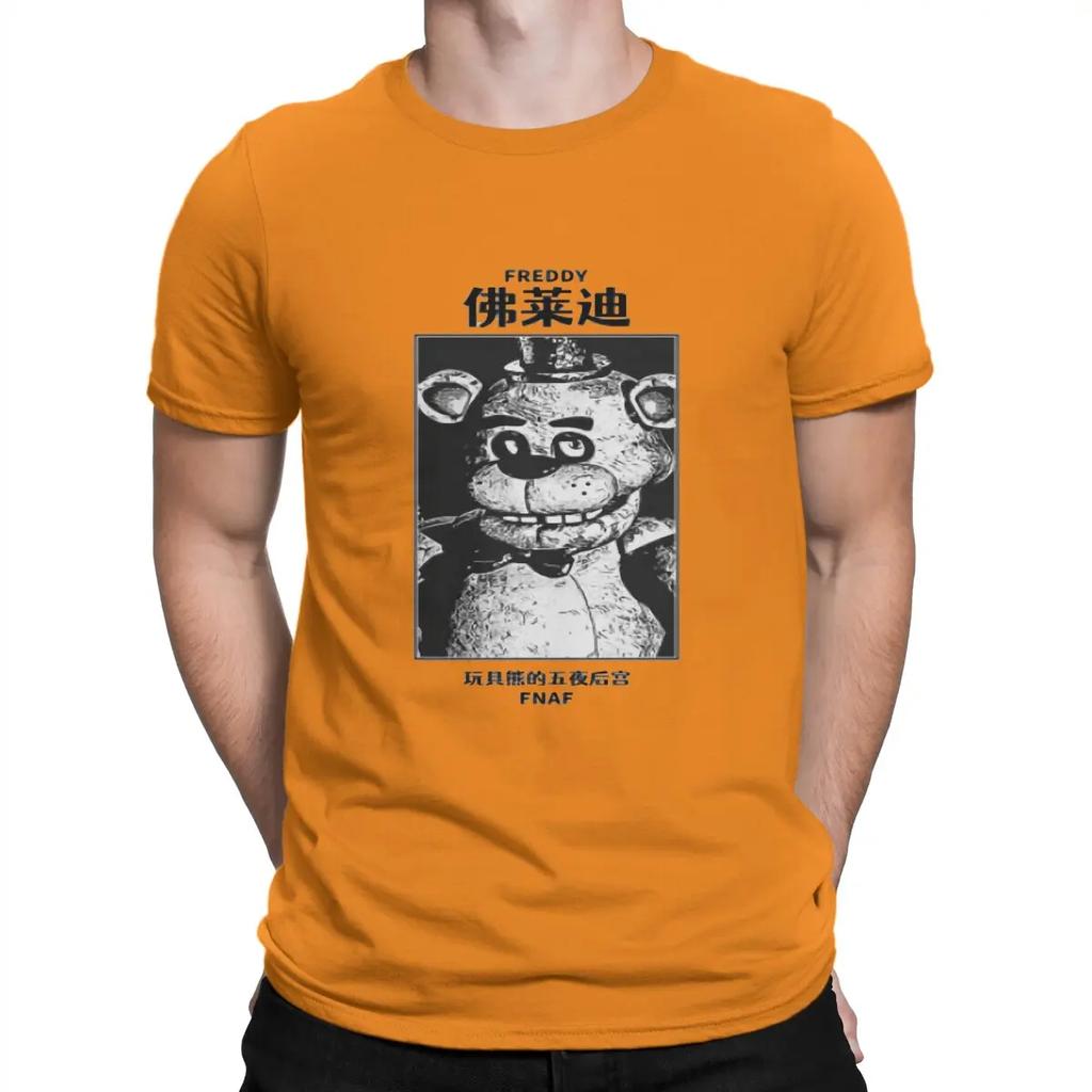 Мужские футболки FNAF F-Fazbears Crazy Tees С коротким рукавом С круглым вырезом Хлопок С графическим принтом Верх