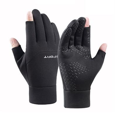 Зимние перчатки для рыбалки, универсальные согревающие защитные перчатки для рыбалки, водонепроницаемые противоскользящие перчатки с 2 порезанными пальцами, уличная рыбалка, бег