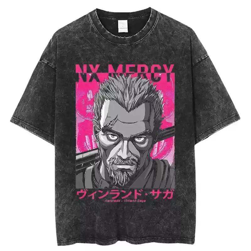 VINLAND SAGA Manga Graphic Tshirt Thorfinn T Shirt Mens Clothing Short Sleeve Tee Cotton Harajuku Washed Oversized Tshirt