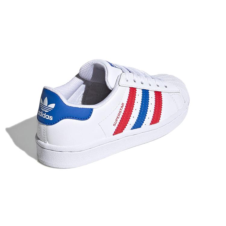 adidas Оригинальные кеды SUPERSTAR Низкие Скейтбордические Белые Синие Красные Детские Возраст 3-7 Лет FW5850