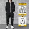Men's Velvet-Enhanced Korean Style Casual Sports Suit – Trendy, Handsome Autumn/Winter One-Piece Sweater Set