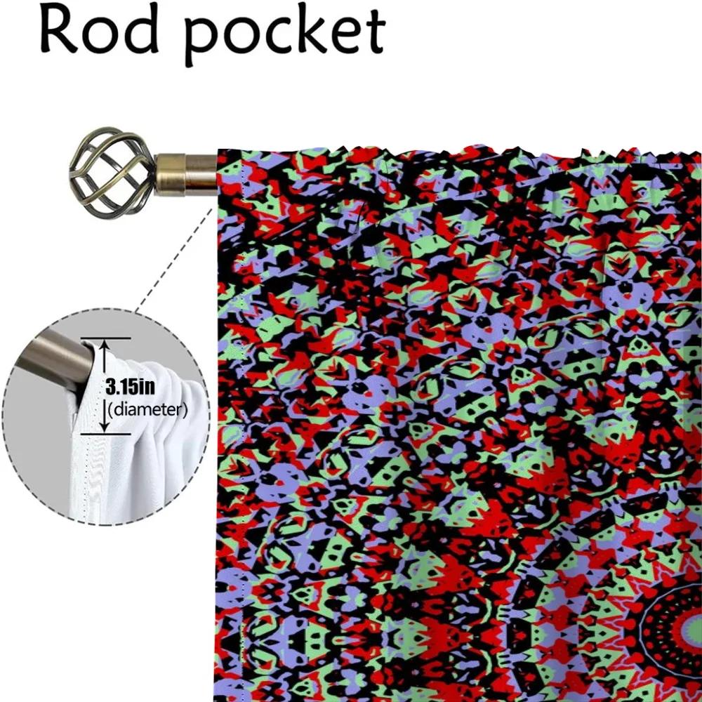 Trippy Vibrant Mandalas Curtains Child Room Partition Halloween Decoration Blackout Curtain for Room 2 Panel Tulle for Bedroom